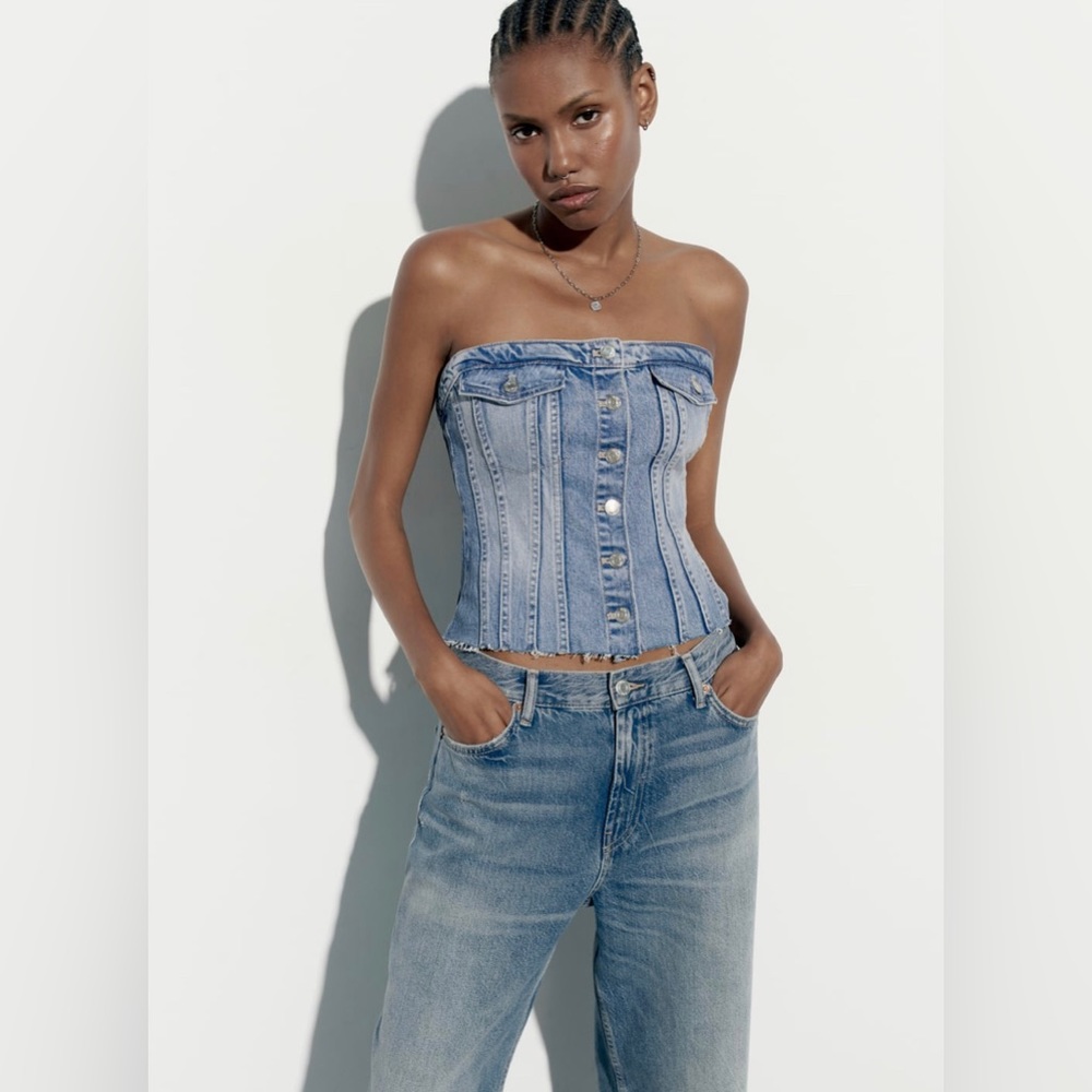 Zara corset style denim top